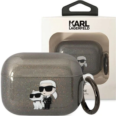 Afbeelding van Karl Lagerfeld KLAPHNKCTGK hoesje voor AirPods Pro zwart Glitter Karl&amp;Choupette