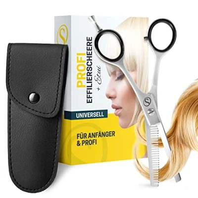 Afbeelding van Professionele effileerschaar kappersschaar scherpe en nauwkeurige snit perfecte haarsnit voor dames heren tondeuse schaar met etui (effileerschaar)