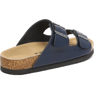 Afbeelding van EVER AU Dames Mallard Leren Tweeling Gesp Sandalen Navy Leer Maat 37