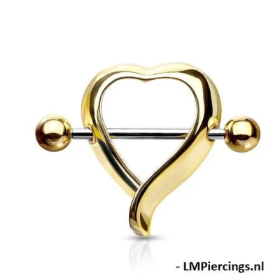 Afbeelding van Tepelpiercing hart shaped gold plated