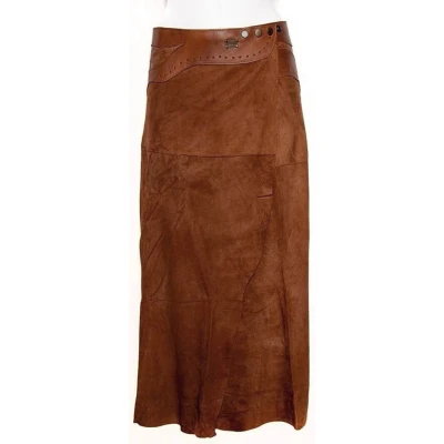 Afbeelding van Doenya maxi omslagrok suede Inlay (bruin)