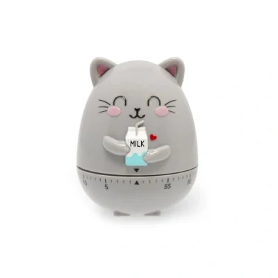 Afbeelding van Legami Keukentimer, motief Kitty, handmatig instelbaar, 60 minuten, zonder batterij, diameter 6 cm, hoogte 8 cm