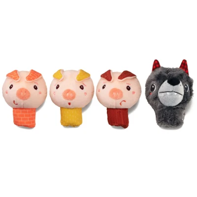 Afbeelding van Lilliputiens vingerpoppetjes de wolf en drie biggetjes 4st
