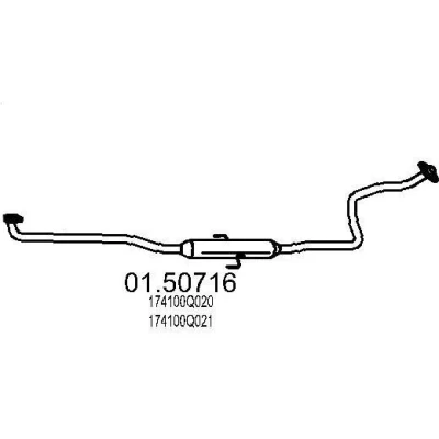 Afbeelding van MTS 01.50716 Middendemper 2600mm TOYOTA: Yaris II Hatchback (XP9) 1.0 VVT i, GPL 2005 2011