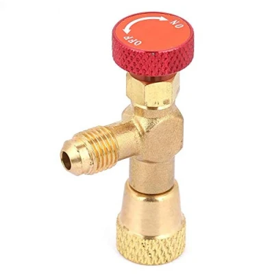 Afbeelding van 1/4 &#039;&#039; 5/16 messing stroomregelklep verdikte waterklephuis slangaansluiting voor R410A koelmiddelvulslang