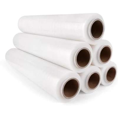 Afbeelding van Commerline Stretchfolie wikkelfolie transparant 900 g 40 cm 6 rollen verhuisfolie meubelfolie verpakkingsfolie