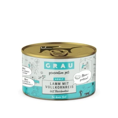 Afbeelding van GRAU het origineel Natvoer voor honden Lam met volkorenrijst, 6 verpakking (6 x 200 g), monoproteïne, glutenvrij, volwassen
