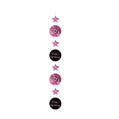 Afbeelding van Hangdecoratie Cheers to 50 years rosé goud/zwart per stuk
