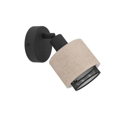 Afbeelding van EGLO Rosley Spot E14 Ø 9 cm Zwart/Beige Textiel