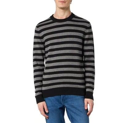 Afbeelding van JACK &amp; JONES Jprblajamie Stripe Knit Crew Neck Gebreide Trui voor heren, zwart/strepen: grijs gemêleerd, XL