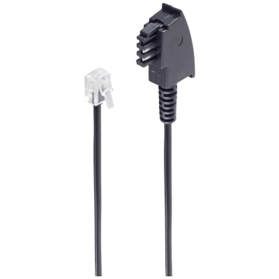 Afbeelding van Shiverpeaks Telefoon (analoog) Verbindingskabel [1x Telefoonstekker Duitsland (TAE F) 1x RJ11 stekker 6p4c] 3 m Zwart
