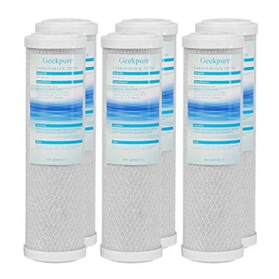 Afbeelding van Geekpure Kokosnoot Shell Carbon Block Waterfilter Cartridge 2,5 Inch x 10 Verwijder Chloor Smaak 5 Micron, Pack van 6