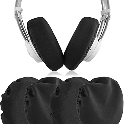 Afbeelding van Geekria 2 paar Flex stoffen oortelefoonhoezen/rekbare en wasbare hygiënische oorschelpbeschermers, zoals AKG K240 STUDIO, K702, SONY PS4 Gold hoofdtelefoon, past op 4 &quot; 6&quot; over ear headset(zwart)