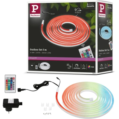 Afbeelding van Paulmann 78890 LED Strip SimpLED Outdoor 5m IP65 72LEDs/m RGB incl. 1x30 watt dimbaar lichtband wit kunststof