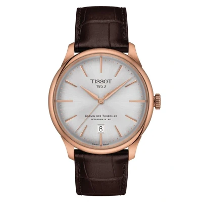 Afbeelding van Tissot Chemin Des Tourelles Powermatic 80 T1398073603100 Horloge Leer Bruin Ø 39 mm