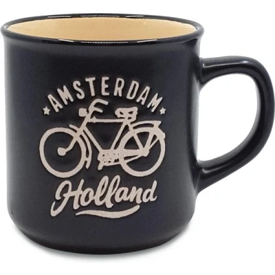 Afbeelding van Mok Beker Klein Fiets Amsterdam Holland Zwart Souvenir Een Stuk