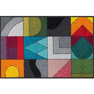 Afbeelding van wash+dry by Kleen Tex Mat Momix Inloopmat, modern patchworkdesign, antislip, wasbaar