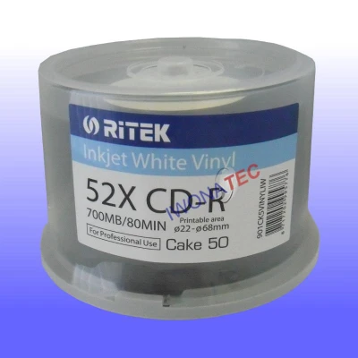Afbeelding van CD R 80 Min/700 MB RITEK VINYL LOOK bedrukbaar Cakebox 50 Stuks