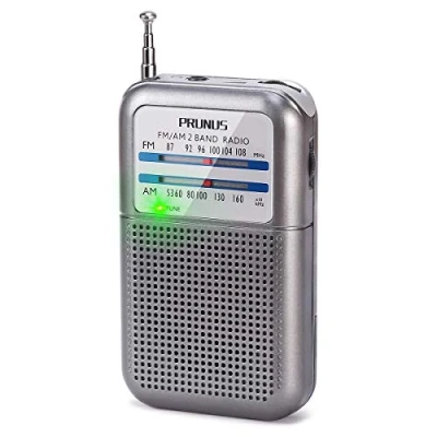 Afbeelding van PRUNUS DE333 AM/FM Draagbare Transistor Radio Mini Pocket Radio, Tuner met signaal indicator, werkt op AAA batterijen.