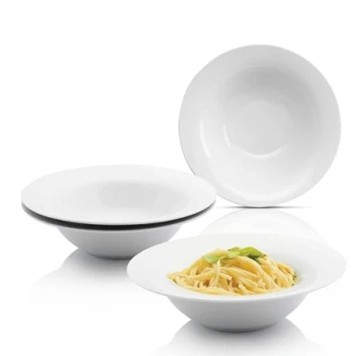 Afbeelding van Sänger pastaborden, 4 delig, set van personen, porseleinen kom, kom voor pasta, diepe borden, vaatwasmachinebestendig, bowl schaal, multifunctioneel, wit, 370 ml