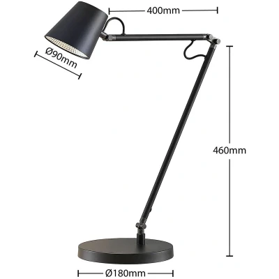 Afbeelding van Lucande LED bureaulamp met dimmer 1licht metaal H: 46 cm mat zwart Inclusief lichtbron
