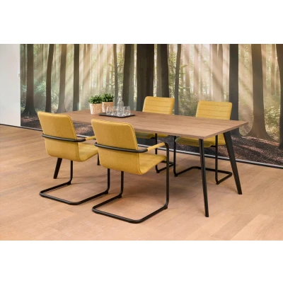 Afbeelding van Vergadertafel Victory 4 poots recht 200x100 frame Wit (RAL9010) blad Antraciet eiken