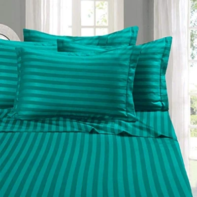Afbeelding van Elegant Comfort Beste, zachtste, gezelligste 6 delige lakensets! 1500 draadtelling Egyptische kwaliteit luxe kreukbestendige DAMASK Streep Lakenset, California King Turquoise