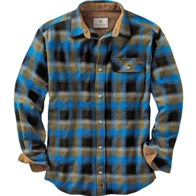 Afbeelding van Legendary Whitetails Heren Buck Camp Flanel, Lange Mouw Plaid Button Down Casual Shirt, Corduroy Manchetten, Kobalt Plaid, 4XL tall
