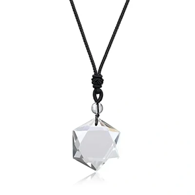 Afbeelding van COAI Ketting hexagram David ster hanger van edelstenen, Kristal, Bergkristal