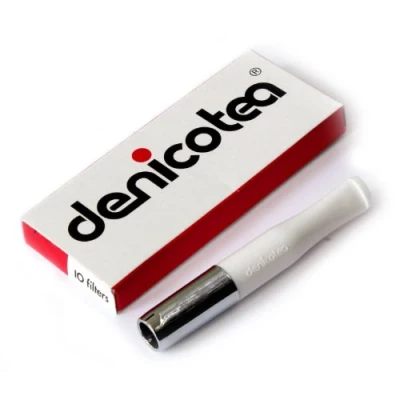 Afbeelding van DENICOTEA Sigarettenhouder Wit en Zilver Kleur + 10 Extra Filters