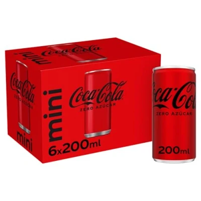Afbeelding van Coca Cola Zero Suiker zonder suiker, calorievrij, verpakking van 6 mini blikjes 200 ml