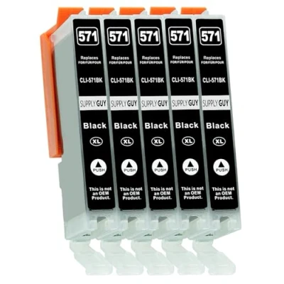 Afbeelding van Supply Guy 5 XL Inktpatronen met chip compatibel Canon CLI 571 Zwart voor Pixma MG5700 MG5750 MG5751 MG6800 MG6850 MG7750 TS5000 TS5050 TS5055 TS6050 TS8050 TS9050 TS9055 en andere