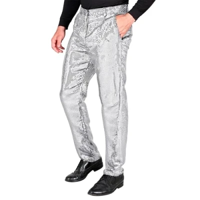Afbeelding van WIDMANN MILANO Party Fashion paillettenbroek voor heren, disco fever, racketmove, herenbroek