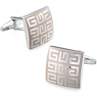 Afbeelding van Manchetknopen Heren Zilver Kleurig Cufflinks Cadeau voor Man Mannen Cadeautjes