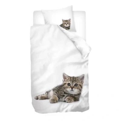 Afbeelding van Snoozing Moos Dekbedovertrek Eenpersoons 140x200/220 cm Wit