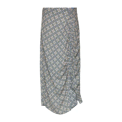 Afbeelding van QS Gemusterter MIDI MIT Verstellbarer Raffung Alijn rok, Dames, Maat: 32, Hellblau