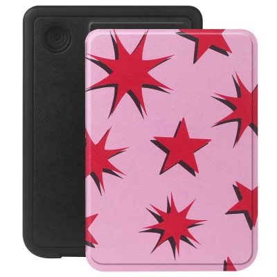 Afbeelding van Selencia Ereader Cover / Hoesje Geschikt voor Kobo Clara BW Colour Vivid E reader bookcase Stars Rubine Red Light Pink