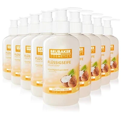 Afbeelding van BRUBAKER Cosmetics 30 Pack Handzeep Vloeibare Zeep Kokosnoot X 240 ML in een Praktische Dispenser Reinigt Zacht en hydrateert