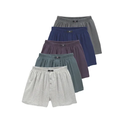 Afbeelding van H.I.S Weite 5 STÜCK Boxershorts graumeliert, blaugrün, aubergine, blau, anthrazit, Heren, Maat: 4XL