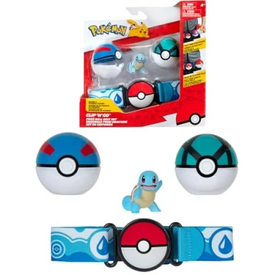 Afbeelding van Bandai Pokémon Clip &#039;N&#039; Go riem 1 riem, 2 Pokéballen en figuur Carapuce 5 cm Accessoires om te verkleden als trainer Speelgoed voor kinderen vanaf 4 jaar JW3161