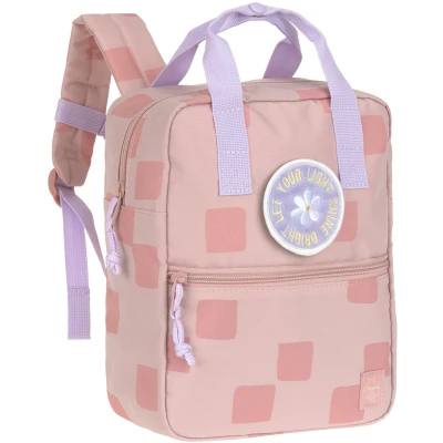 Afbeelding van LÄSSIG Kinderrugzak met borstband, kinderrugzak, 28 cm, 7 liter, 3 jaar, mini vierkante rugzak, patroon, feestroze