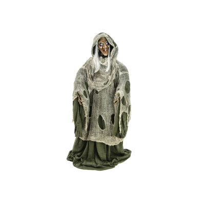 Afbeelding van Europalms Halloween Heks, groen, bewegend met licht en geluidseffect, 145x70x66cm decoratie versiering accessoires feesten