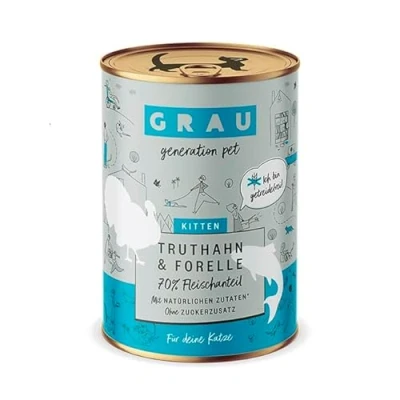 Afbeelding van GRAU het origineel Natvoer voor katten Kitten Kalkoen &amp; Forel, 6 st. (6 x 400 g), graanvrij, kittens