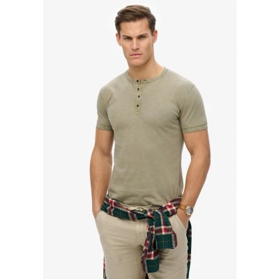 Afbeelding van Superdry SLUB Short Sleeve Grandad Tshirt basic, Heren, Maat: XXL, Light khaki green