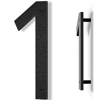 Afbeelding van Yafimea Zwart Huisnummer, Hoogte 20 cm, Stevig ABS Plastic met 3D Drijvend Effect (Nummer 1)
