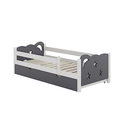 Afbeelding van Vitalispa Kinderbed &quot;Jessica&quot;, Grijs/Wit, 80x160 cm met lade, zonder matras