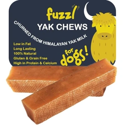 Afbeelding van Fuzzl Premium Yak Chews voor honden 2 stuks groot Natuurlijke hondensnoepjes met Himalaya melk Chew No Hide Hondenvoer hondenkauwt Langdurige hondentandstokjes en