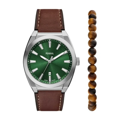 Afbeelding van Fossil heren Everett horloge met armband in set van 2 FS6080SET de kleur Zilver
