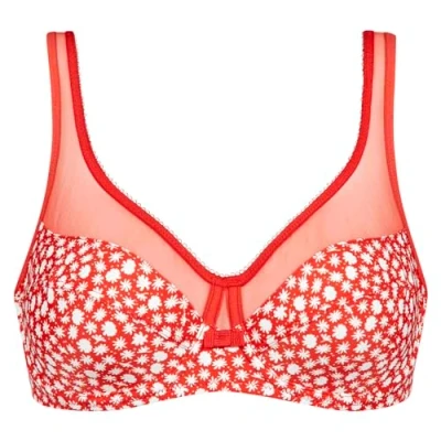 Afbeelding van Dim Generous Klassieke damesbeha met beugels, 1 stuk, Rood witte bloemen, 75B