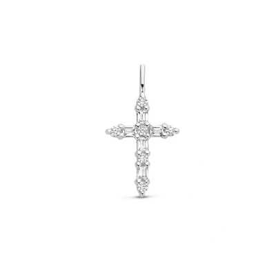 Afbeelding van zilver gerhodineerd hanger kruis zirkonia 1335340